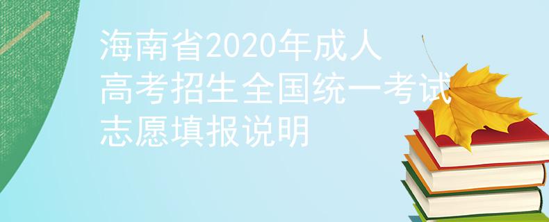 海南省2020年成人高考招生全国统一考试志愿填报说明