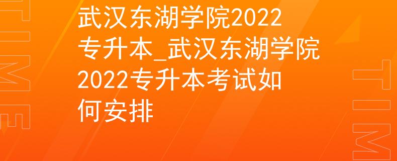 武汉东湖学院2022专升本_武汉东湖学院2022专升本考试如何安排